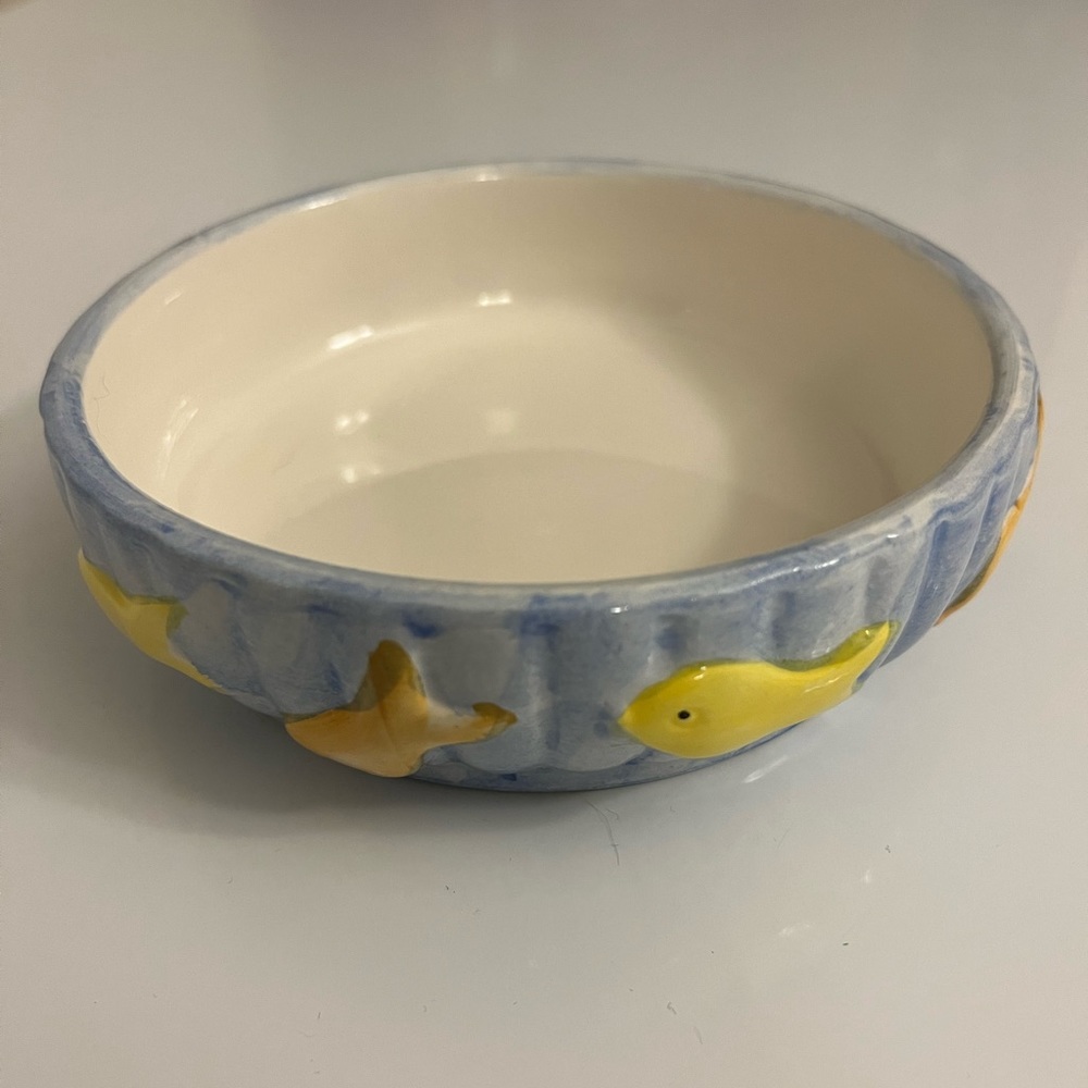 🔥 Host Pick Cat Dish Bowl Ceramic Goldfish Fish Light Blue Yellow Pets Supplies